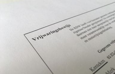 vrijwaringsbewijs kwijt